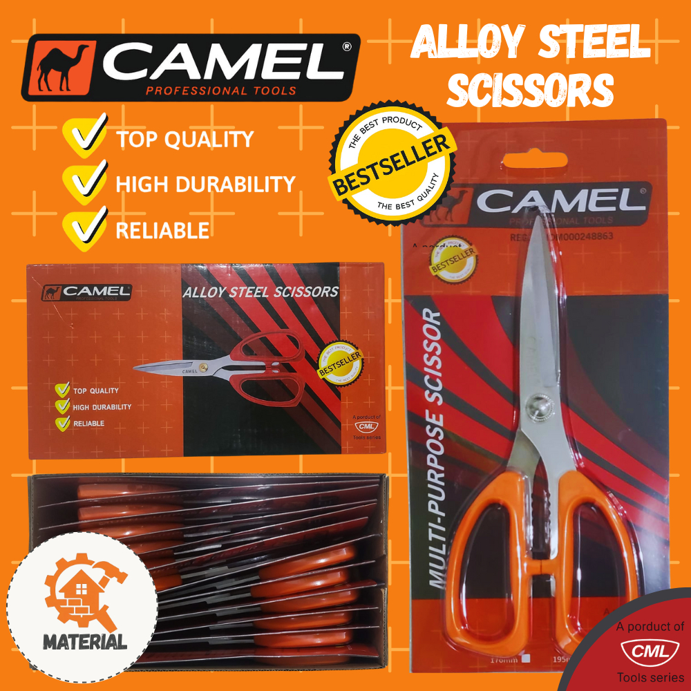 

CAMEL - Gunting Kertas Camel Original | Gunting Korea Serbaguna Camel | Alloy Steel Scissors Orange