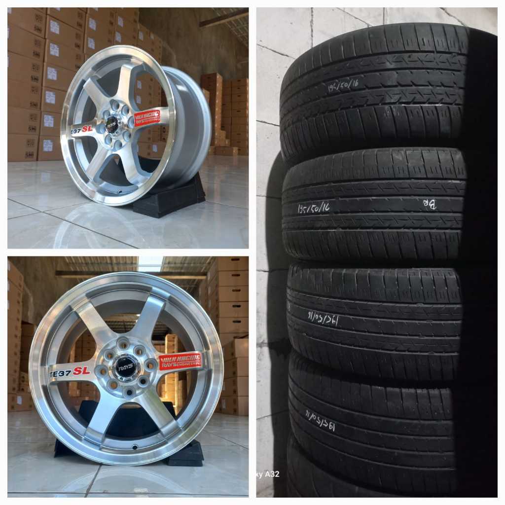 ( PROMO) PAKET 1 SET VELG TE37 SL BARU ban second R16 H4 dbl vcd 100/114 lbr 7 rt ET 35 Silver Polis