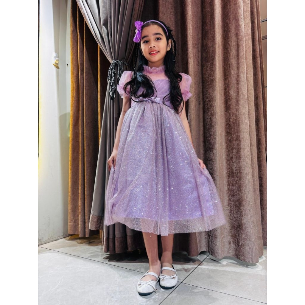 Gaun Anak Mix Tile Gliter A 600 warna lilac