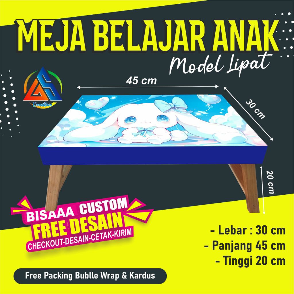 

Meja Belajar Custom nama, Karakter anak, Free Request gambar, meja laptop,meja lipat serbaguna, UKURAN 45 X 30 X 20 Cm