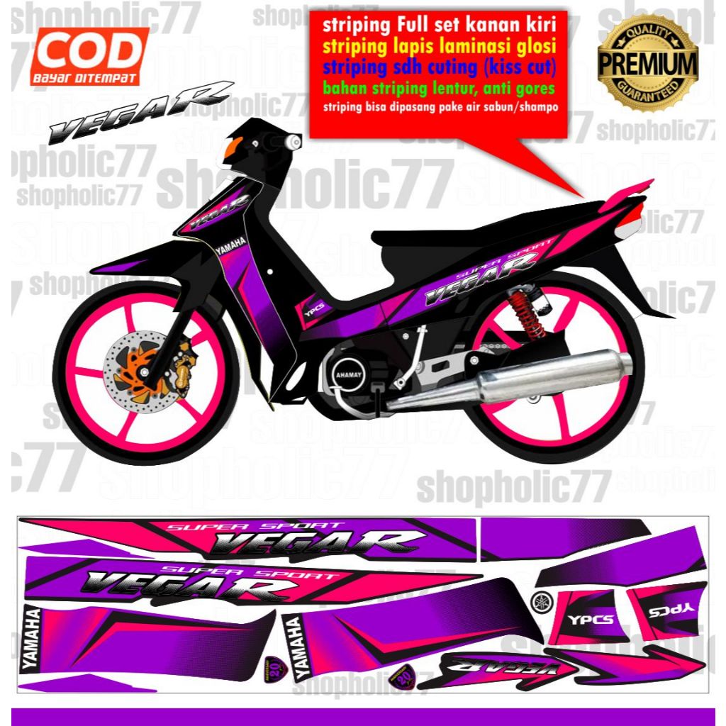 Striping Sticker Vega r lama old Klasik Malaysia Setriping Vega Lama Custom Cuting Anti Pudar Awet