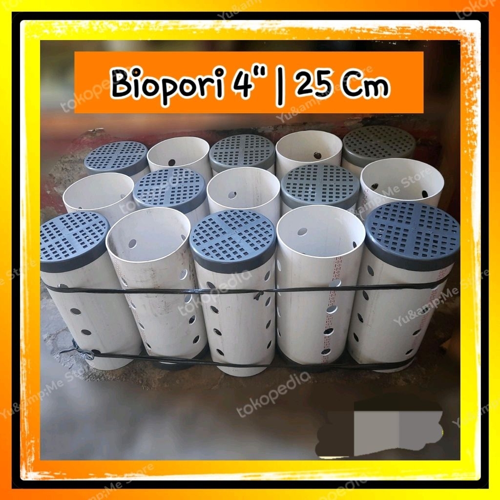 Paket Biopori 4" | 25 Cm | Paralon Set Tutup Banjir Pengairan Hawa Septitank Taman Jalan