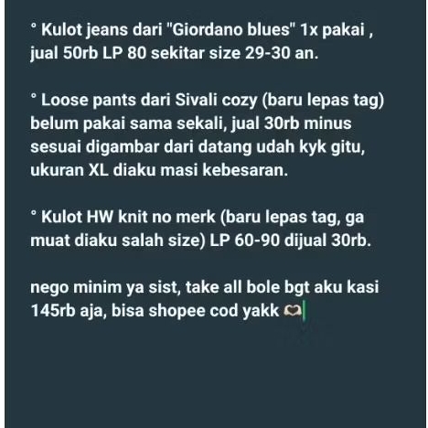 celana kulot knit or Sivali cozy