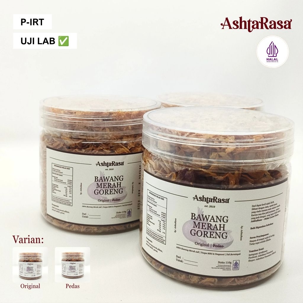 

Bawang Goreng Grade A 110g Ori dan Pedas – 100% Bawang Merah Tanpa Tepung & MSG | HALAL MUI & PIRT