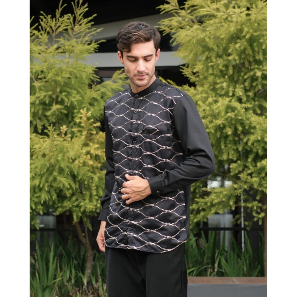 KEMKO AHLAN/KEMKO BRUKAT HITAM KMB HITAM/KEMKO BORDIR AHLAN/KEMEJA KOKO BRUKAT/KEMEJA KOKO BORDIR