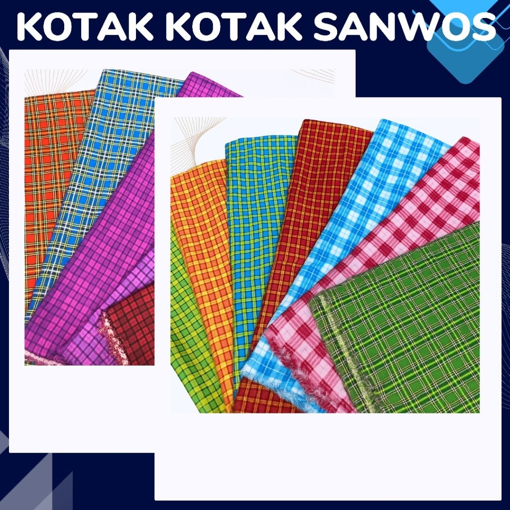 KAIN KOTAK KOTAK SANWOS UNTUK BAJU SERAGAM SEKOLAH BAHAN SANWOS HALUS JATUH METERAN