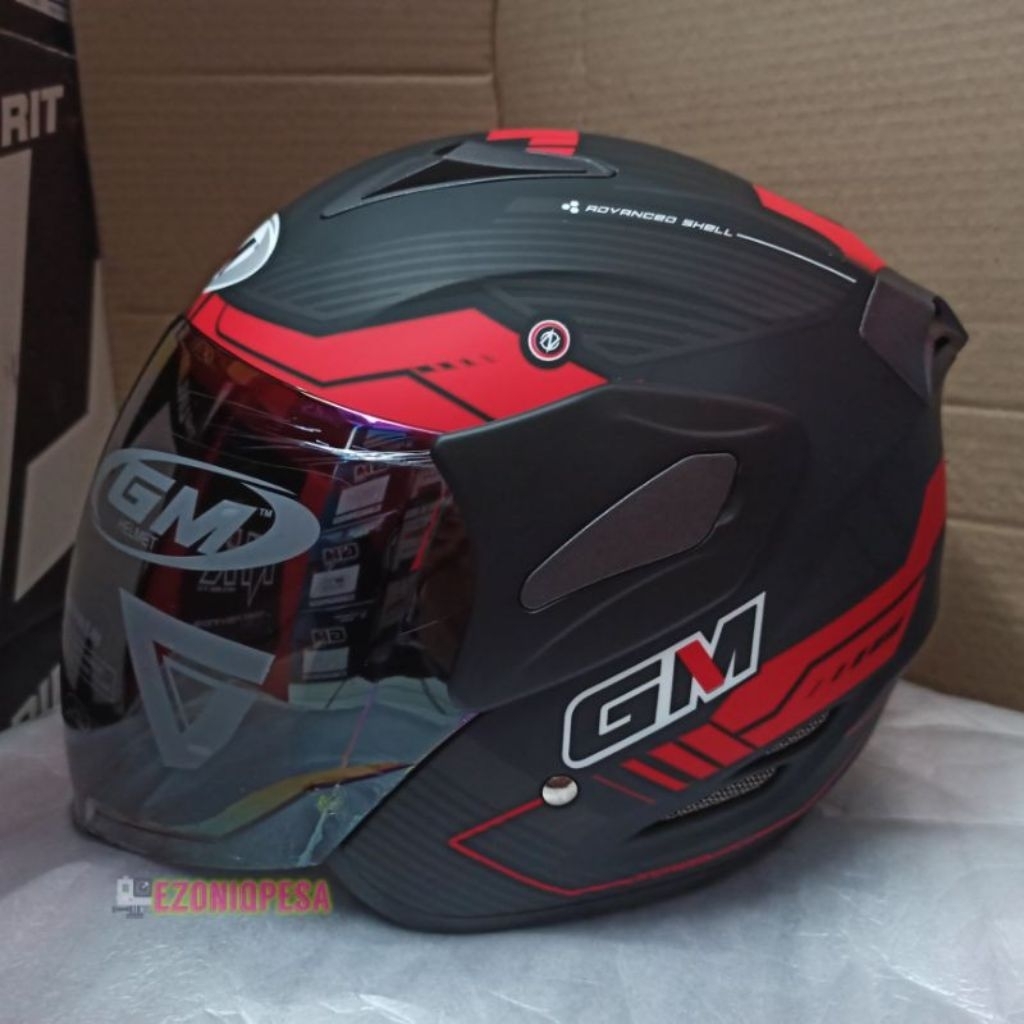 Helm Pria GM Fighter Black Red