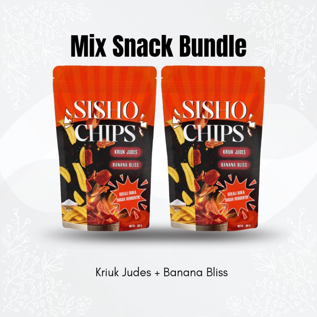 

Sisho Chips Snack Bundle – Kriuk Judes Pedas + Banana Bliss Manis Gurih (Mix Snack 2 Varian)