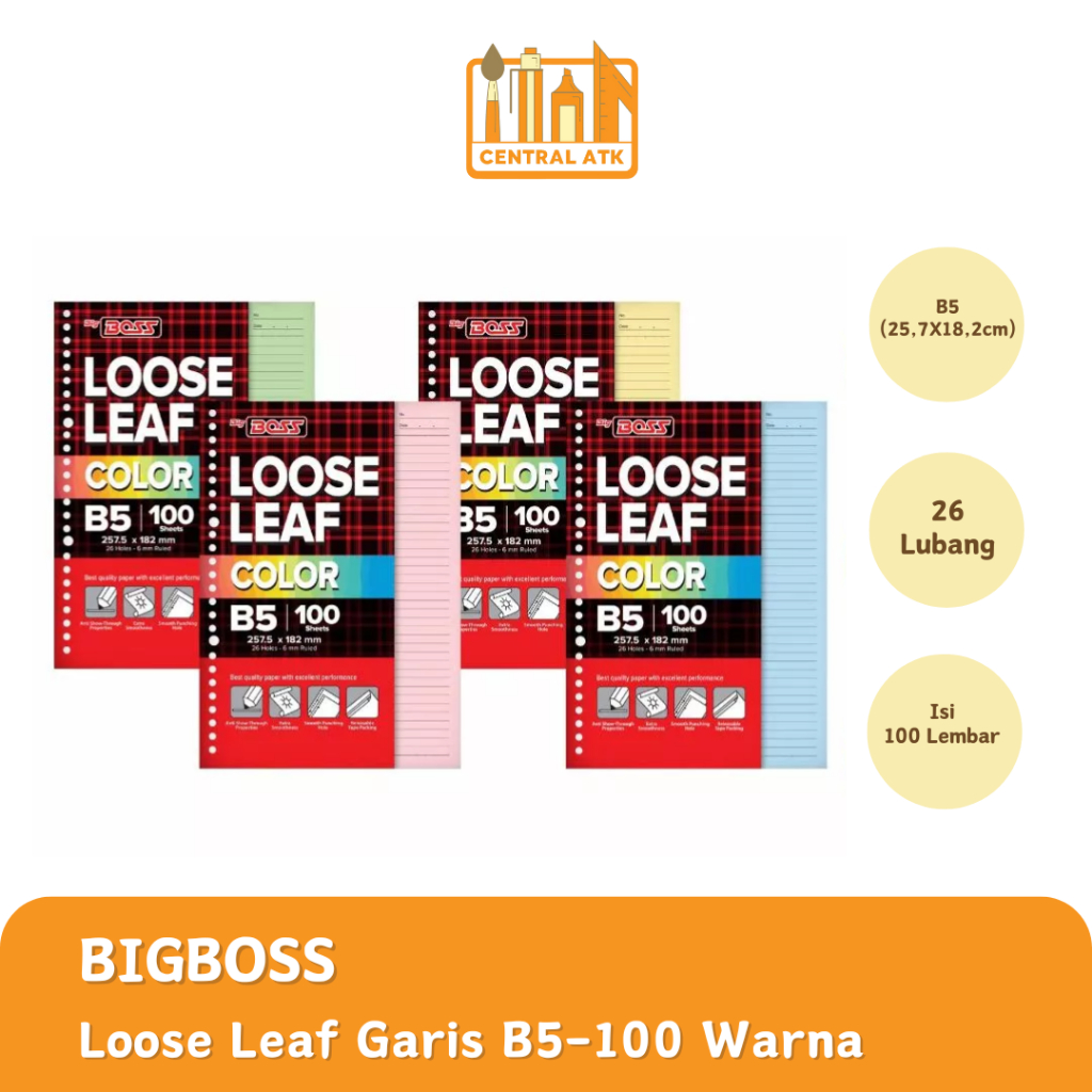 

LOOSE LEAF COLOR / KERTAS BINDER B5-100 BIG BOSS WARNA