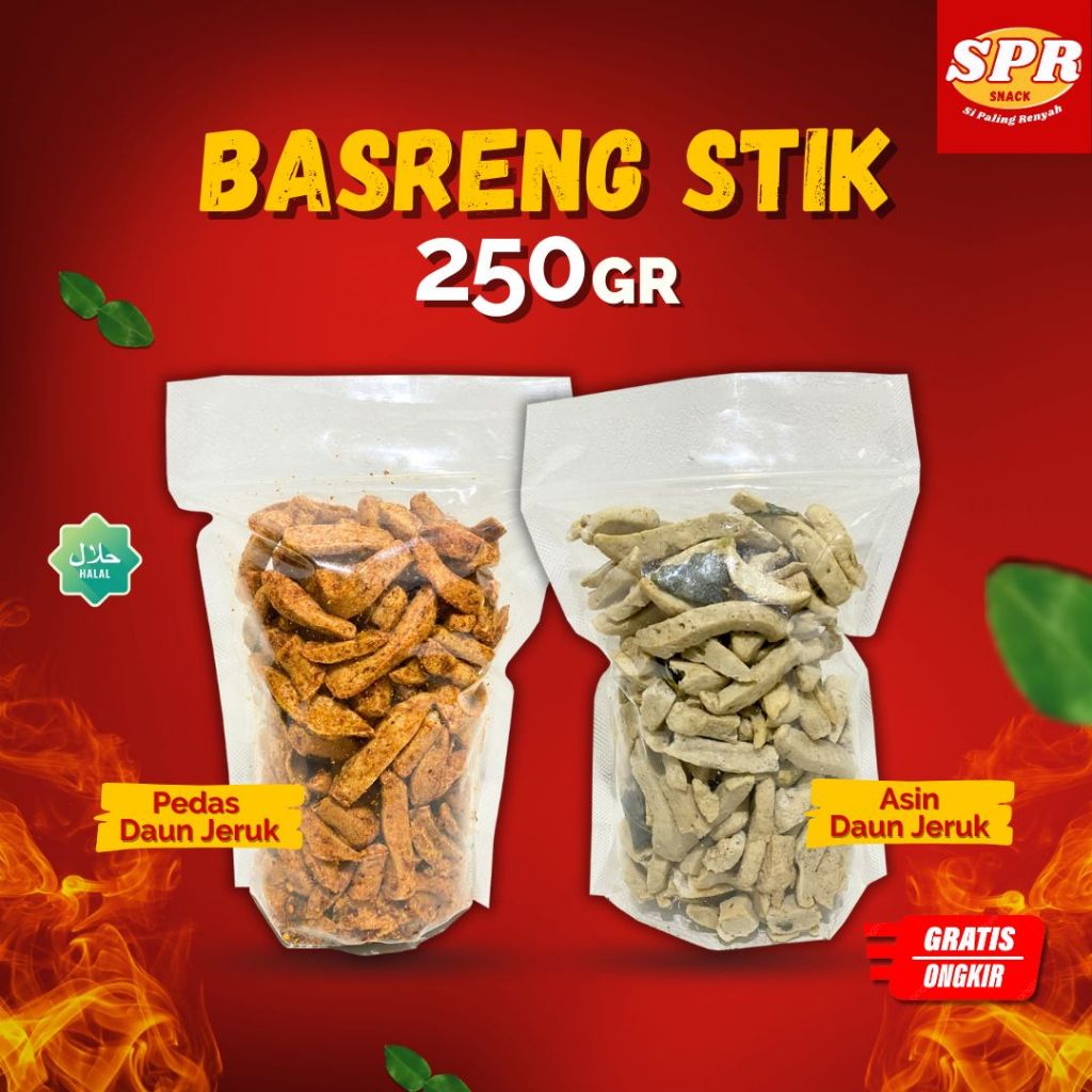 

Basreng Stik 250gr Pedas Daun Jeruk Asin Gurih Super Renyah Halal ǀ SPR Snack