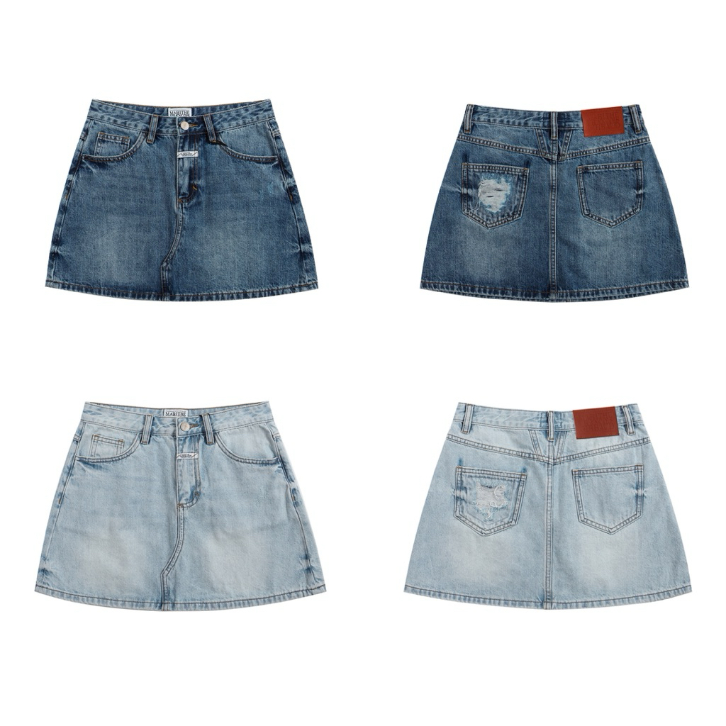 Marithe Francois Girbaud Mini Skirt Denim Rok Pendek Jeans