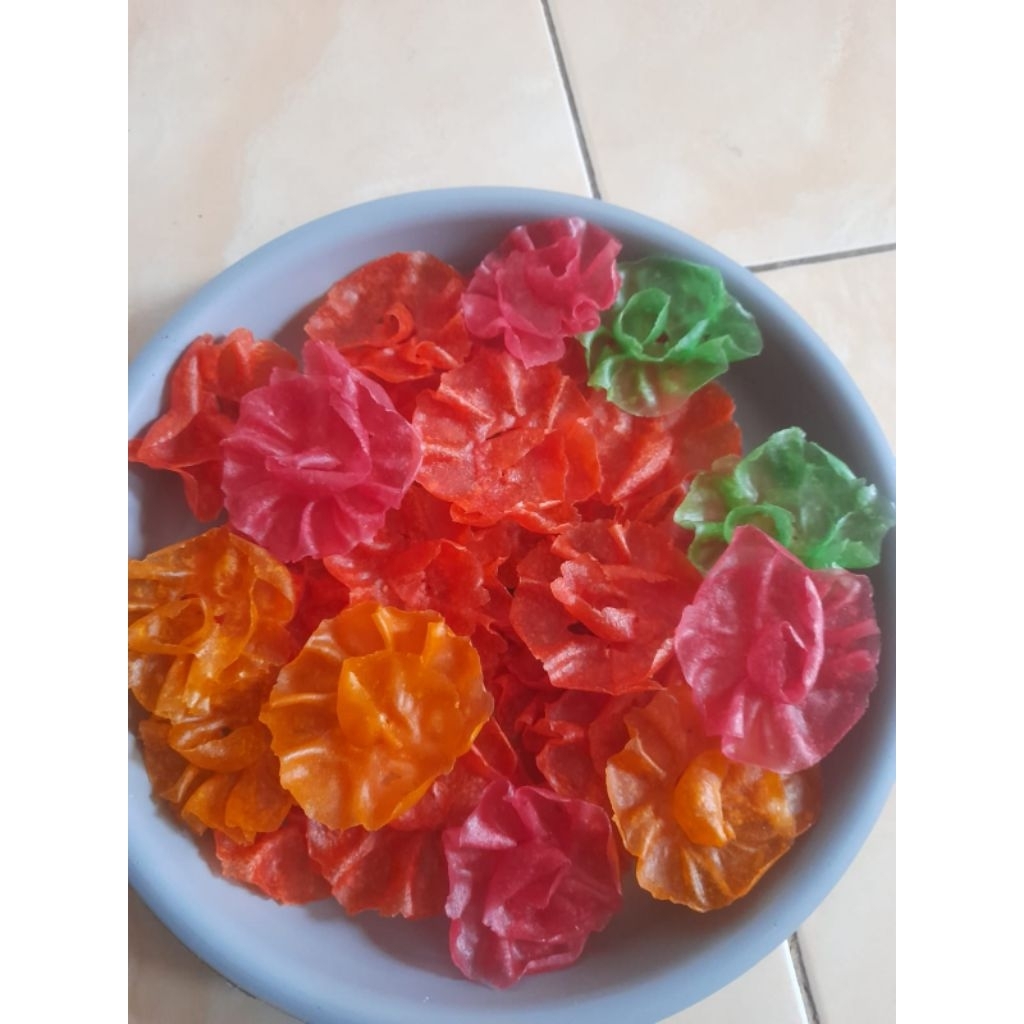 

Krupuk Dapros Mentah Kembang Ros Warna-Warni