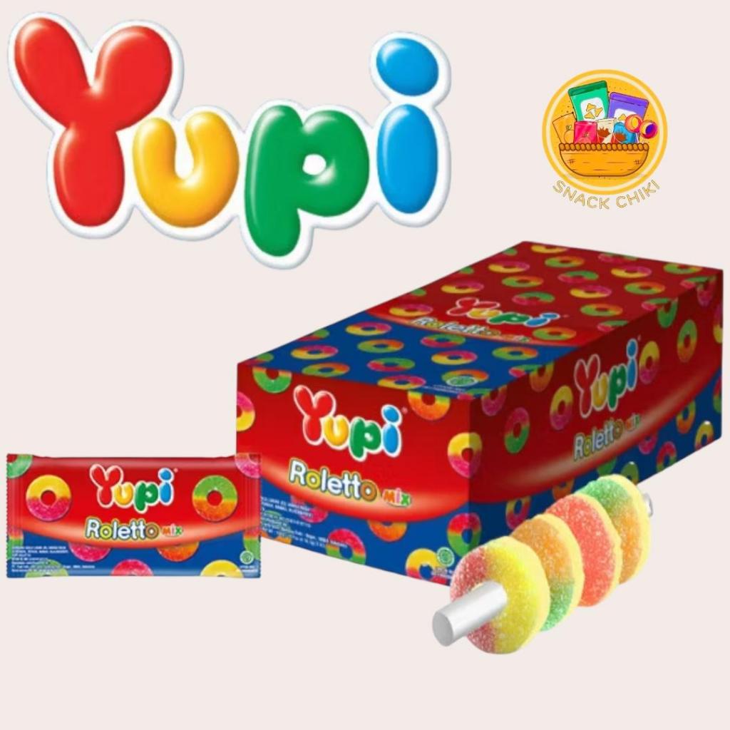 

PERMEN YUPI ROLETTO MIX PERMEN YUPI KEMBANG GULA LUNAK JELI 1 BOX 12 PCS