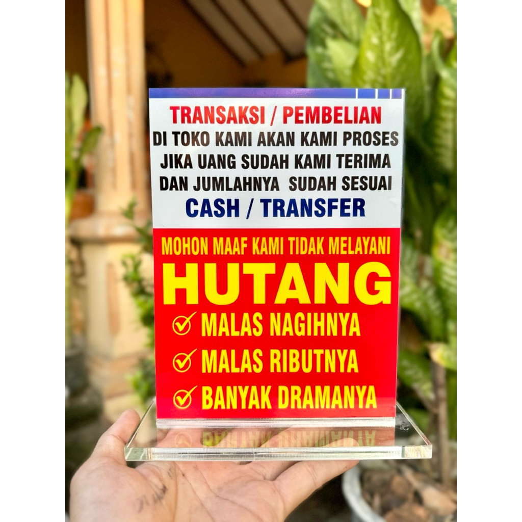 

BAHAN AKRILIK TEBAL PAPAN PAJANGAN MEJA UKURAN 15x20CM UNTUK AGEN BANK / TOKO TRANSAKSI