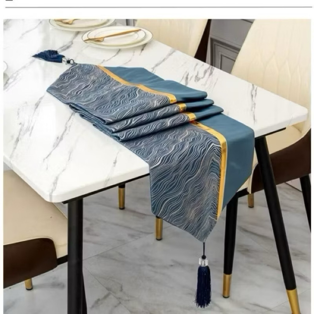 TAPLAK MEJA BLUDRU POLOS / TABLE RUNNER AESTHETIC / TAPLAK MEJA PANJANG MEWAH / TAPLAK MEJA RUANG TA