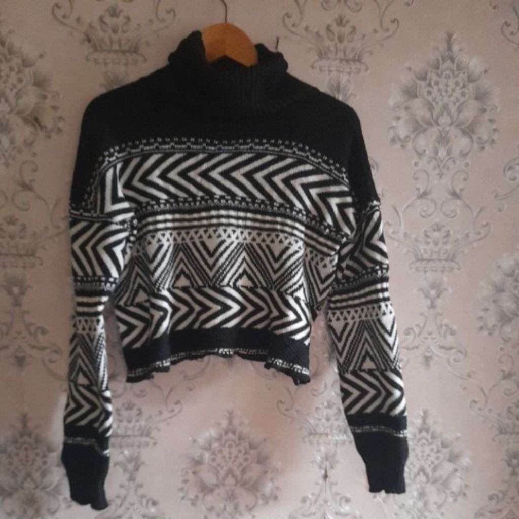 Sweater crop wanita Atasan rajut wanita import Knit rajut wanita