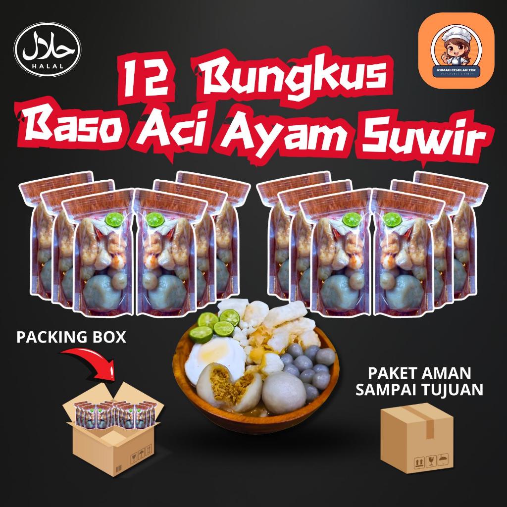 

Paket Cuan 12 Baso Aci Ayam Suwir Pedas Isi Lengkap