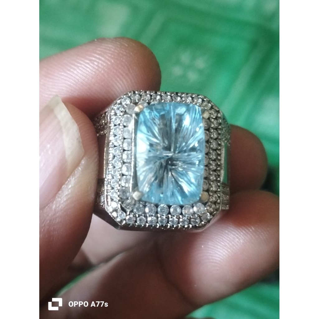 natural batu cincin blue topas swiss memo