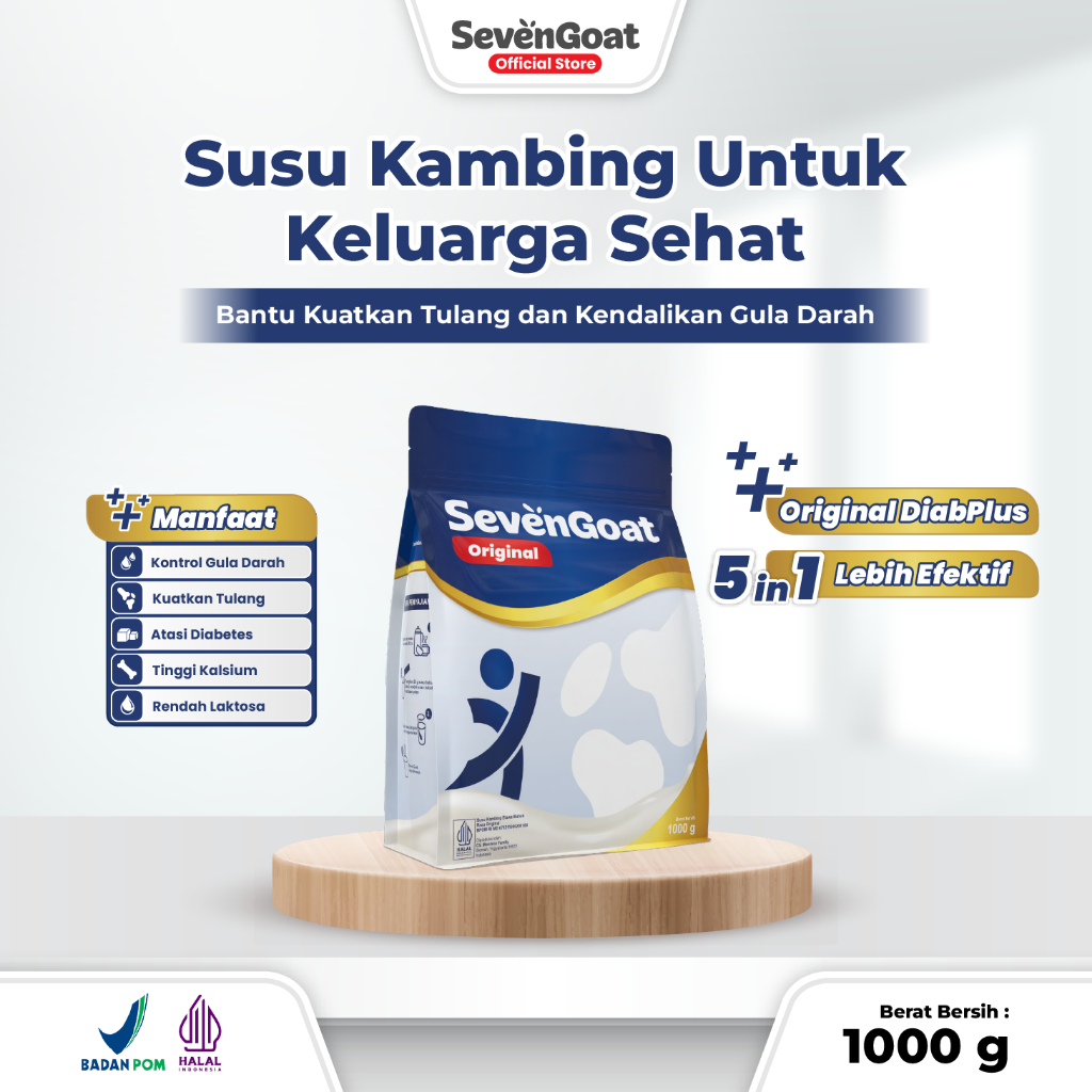 

Seven Goat Original DiabPlus - Susu Kambing Etawa Bubuk (1kg) | Kontrol Gula Darah & Kuatkan Tulang