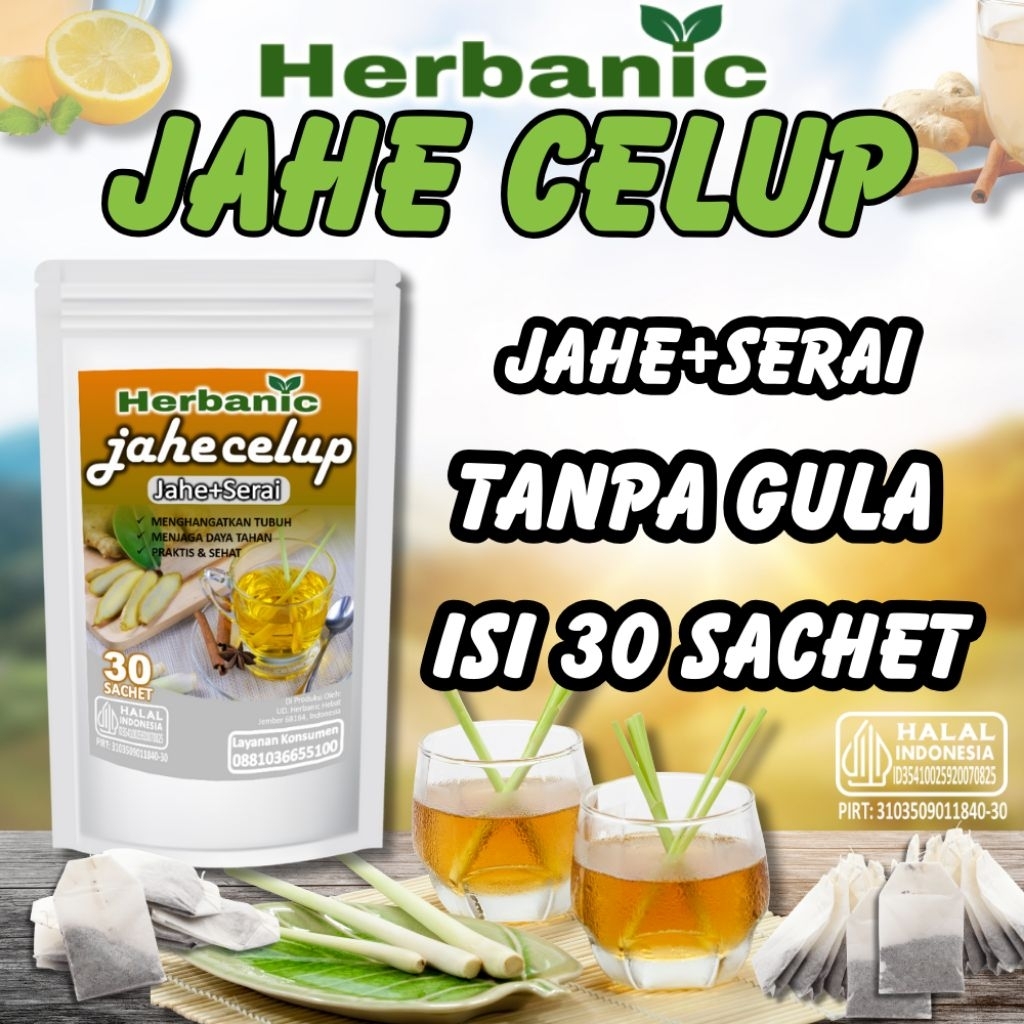 

Jahe Celup Varian Jahe+Serai Celup Tanpa Gula isi 30 Sachet