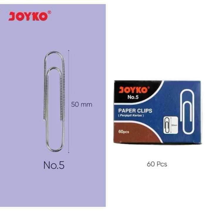 

( 1 PACK ) Paper Clip / Klip / Penjepit Kertas Joyko No.5 isi 10