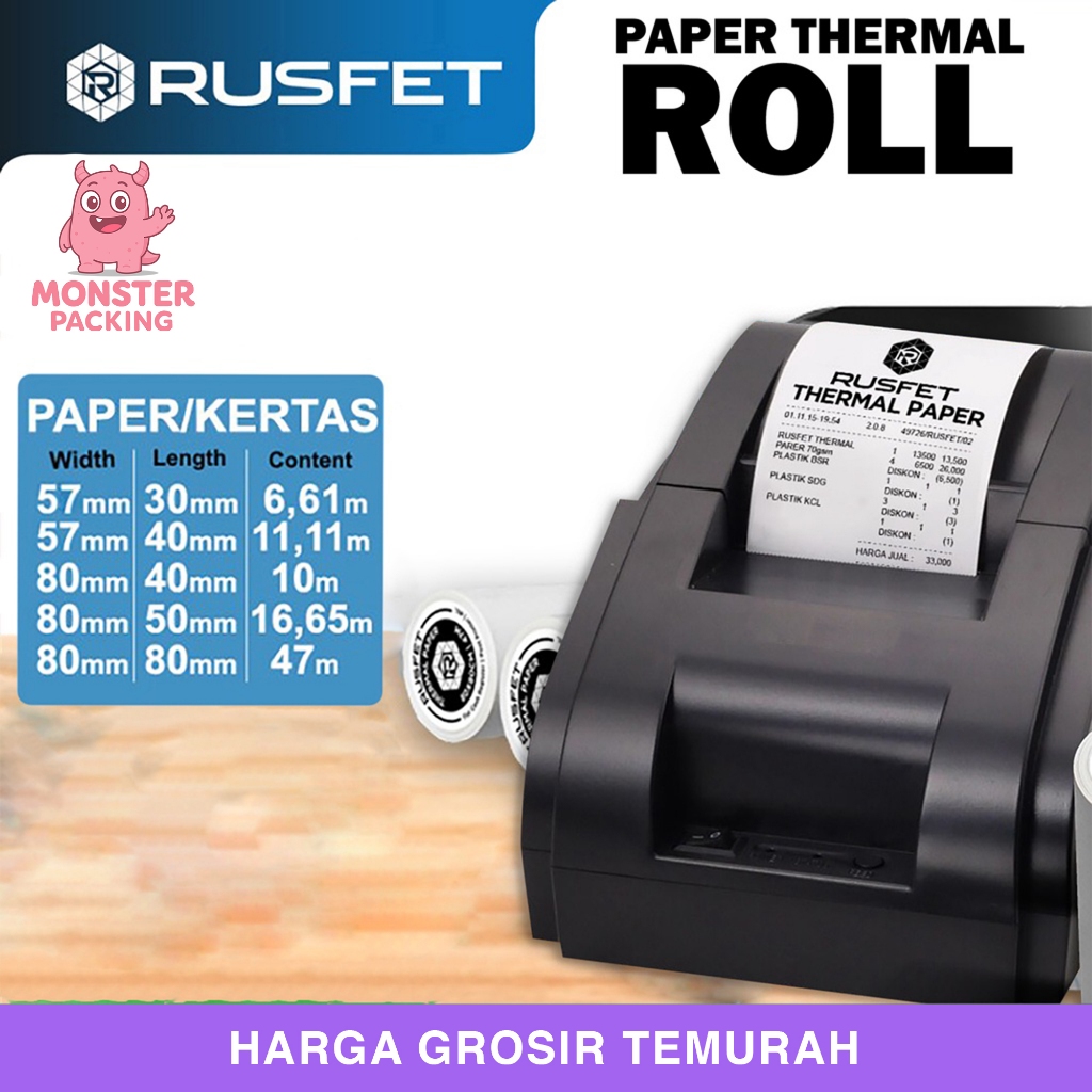 

Kertas Struk Thermal Paper Roll Struk Paper Kertas Kasir Thermal Rusfet