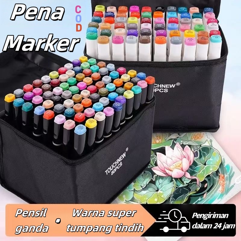 

【COD】 Penanda Berujung Ganda 12/36/80/100 Warna Kapasitas Besar Super Stacked Color Kids Artist Marker Set