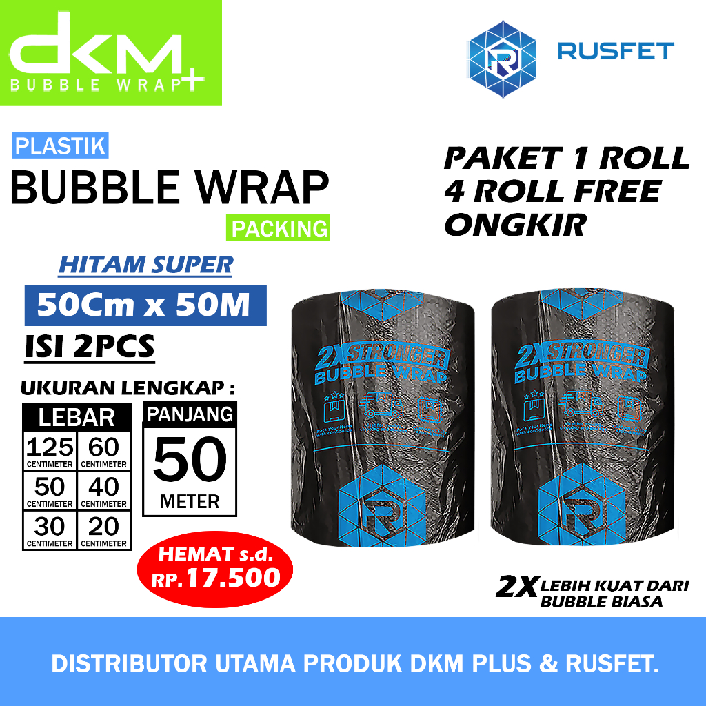 

Plastik Bubble Wrap Roll 125 X 50 Meter Dkm Plus Bubblewrap 50cm x 50m Hitam Super Paket 1 Roll