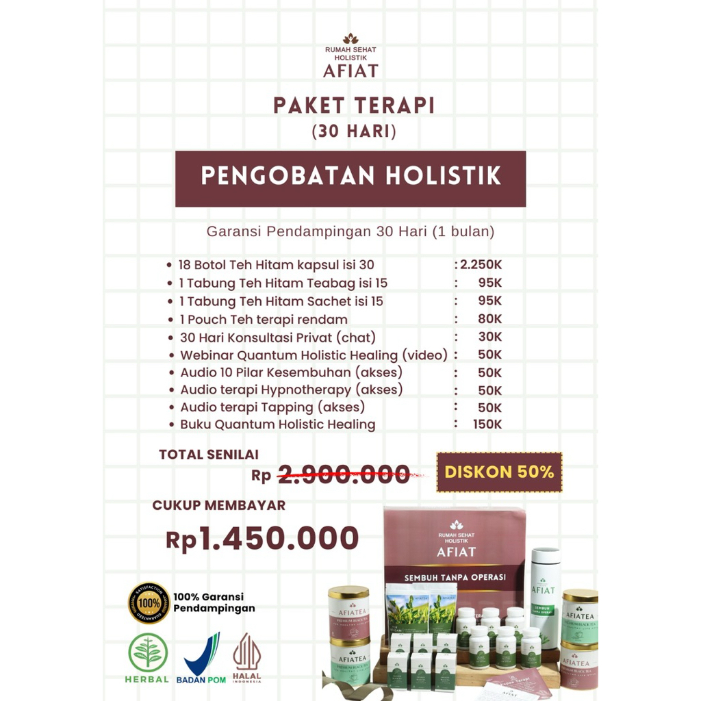 

30 Hari (1 Bulan) Paket Terapi Holistik Afiat