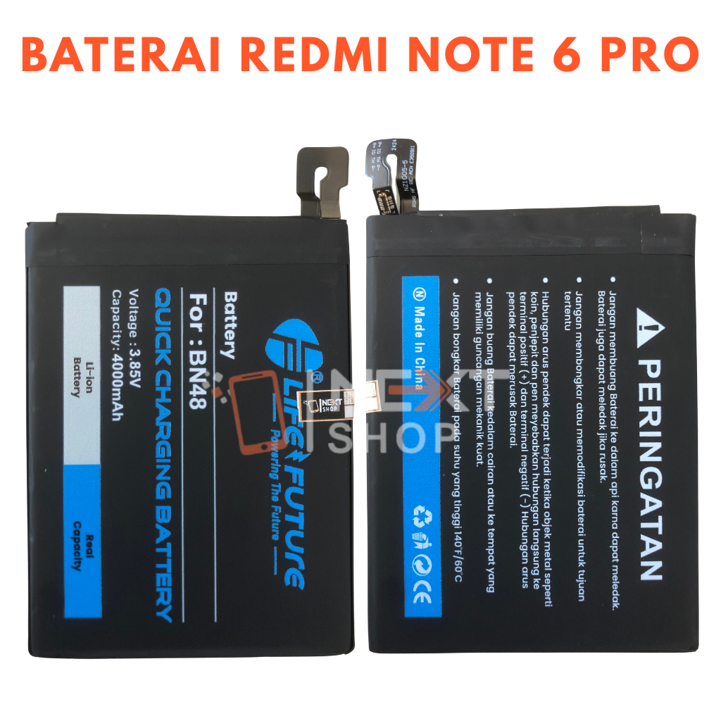 BATERAI XIAOMI REDMI NOTE 6 PRO / NOTE 2 PRO /  BN 48 DOUBLE POWER LIFE FUTURE