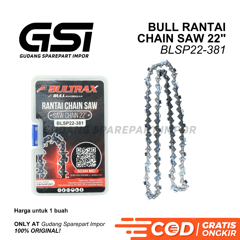 BULL Rantai Chainsaw 22 Inch BELAH / Rantai Mesin Gergaji Rantai 22" BLSP22-381