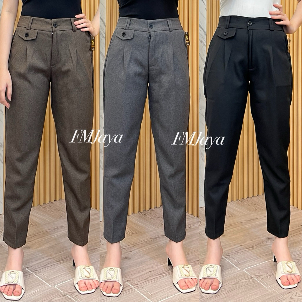 CELANA BASIC WANITA 048 | CELANA KERJA WANITA | CELANA KANTOR | CELANA HITAM PANJANG | CELANA KAIN W
