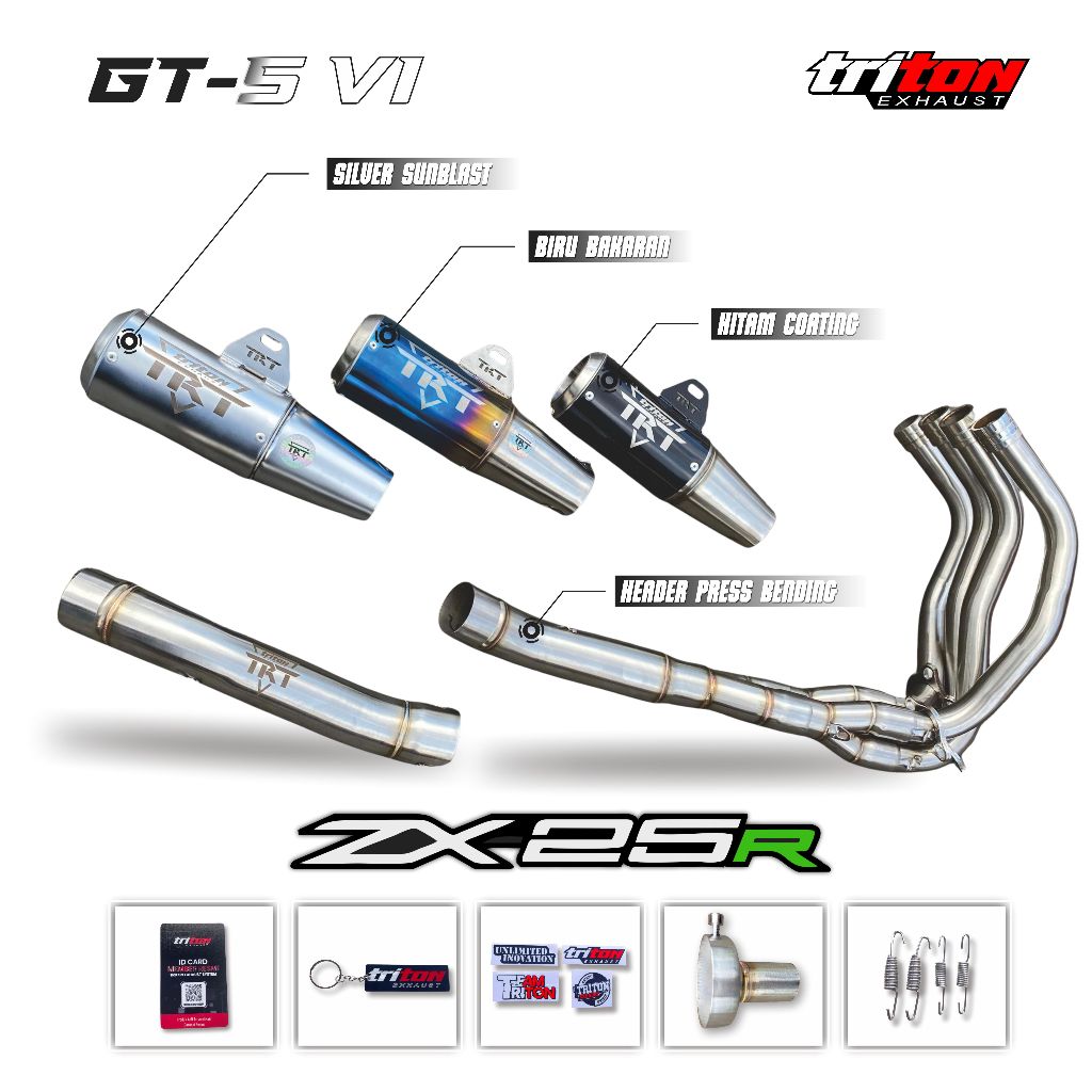 Knalpot Racing ZX25R ZX25RR Full System TRITON GT-5 Free DB Killer Lifetime Warranty