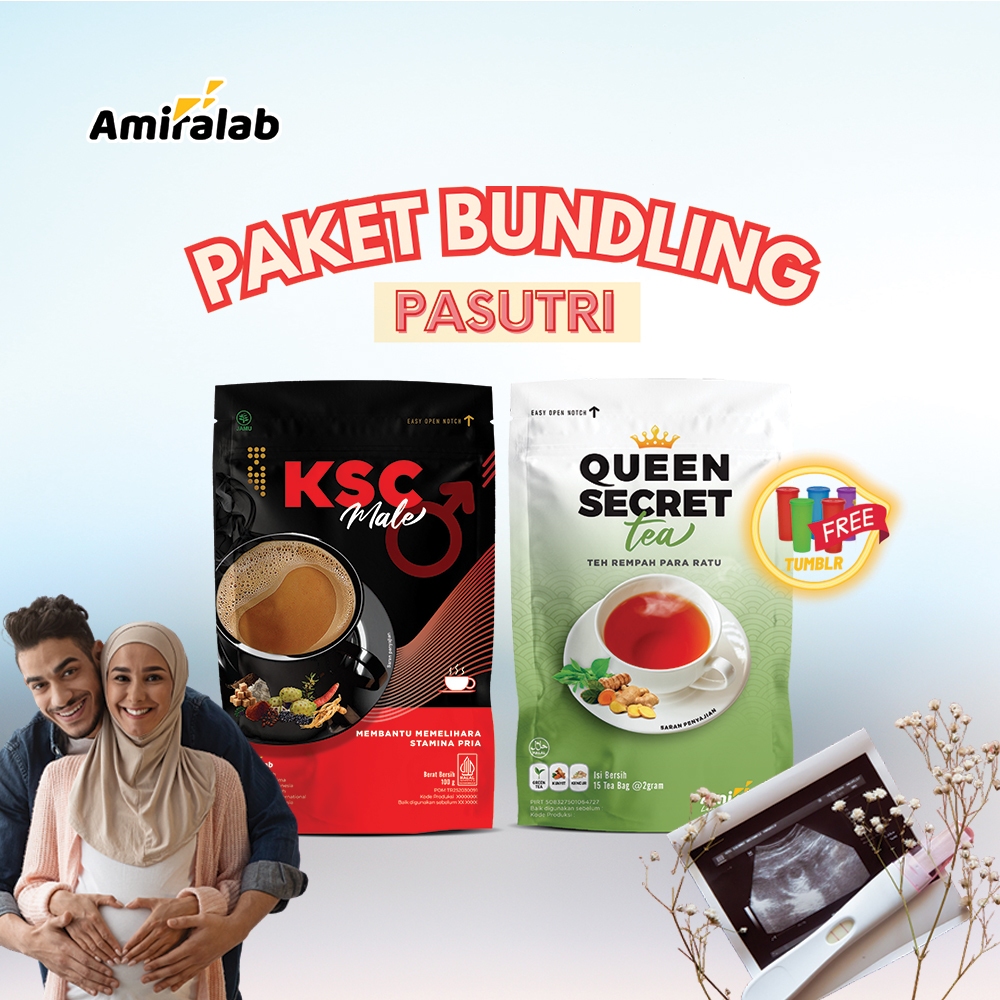 

PAKET COMBO PROMIL (FREE TUMBLER) AMIRALAB Garis Dua Pasangan Pasutri Bahagia Pria Wanita QUEEN SECRET TEA KSC MALE 100 gr
