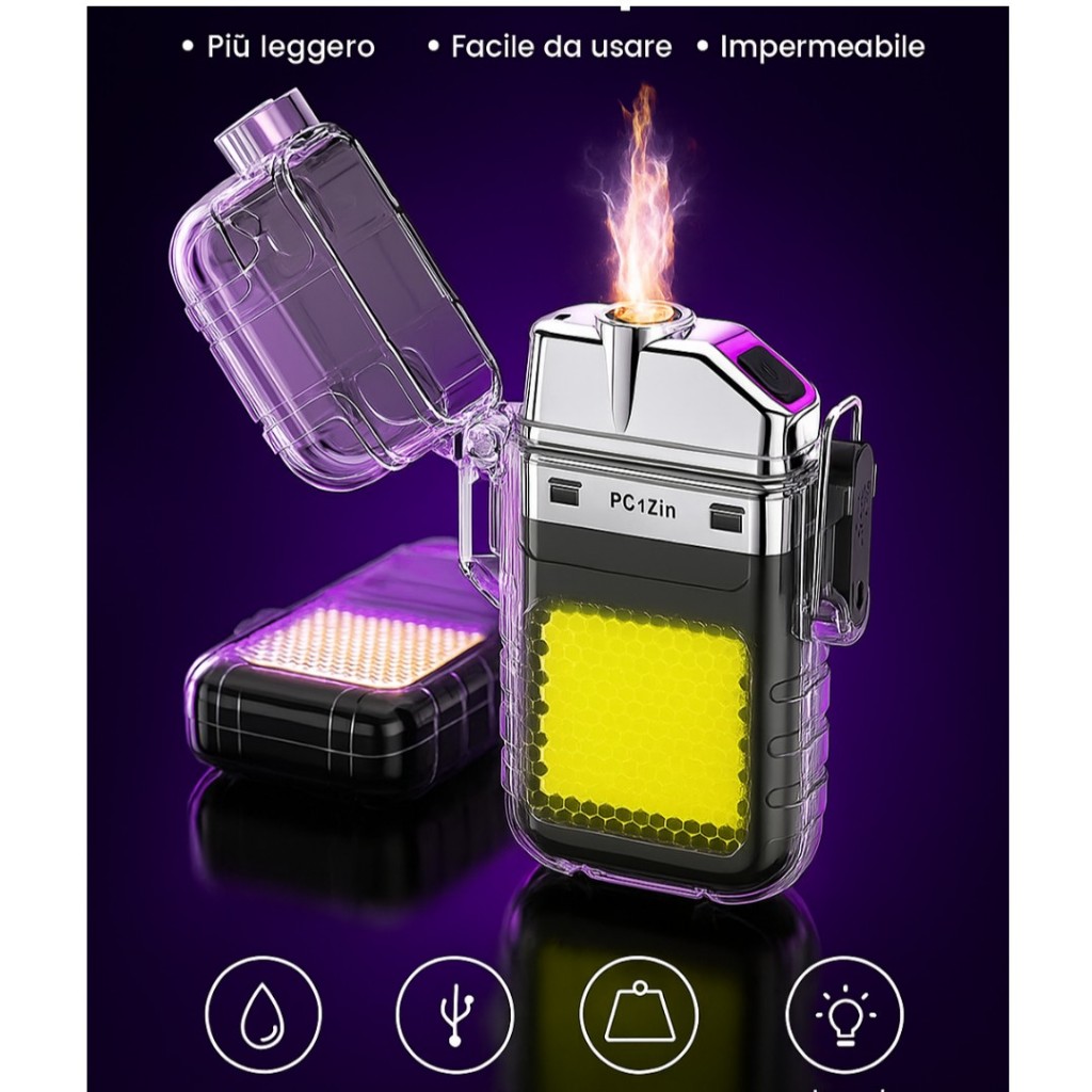 [ AURORA.SHOP88]  USB Elektrik Type C LED 3 Mode Lampu Senter Mini Tahan Air Pemantik Rokok Anti Ang