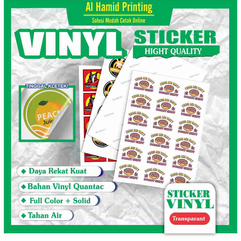 

Cetak Stiker Vinyl A3+ Custom Free Cutting / Cetak Stiker Label / Stiker label / Label Makanan dan Minuman