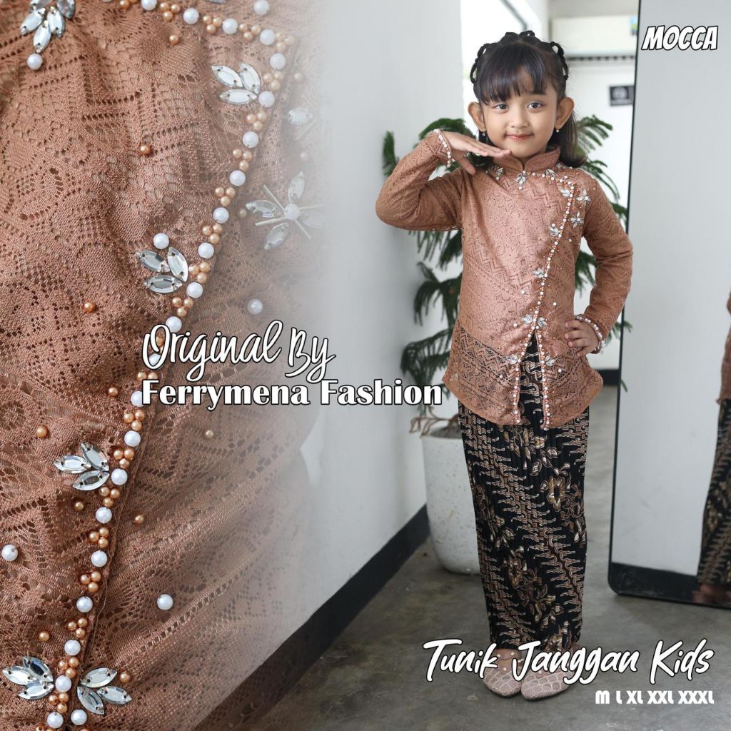 Setelan Kebaya Anak Modren - Kebaya Anak Usia 4-12 Tahun - Kebaya Anak Perempuan - Kebaya Brokat Kar