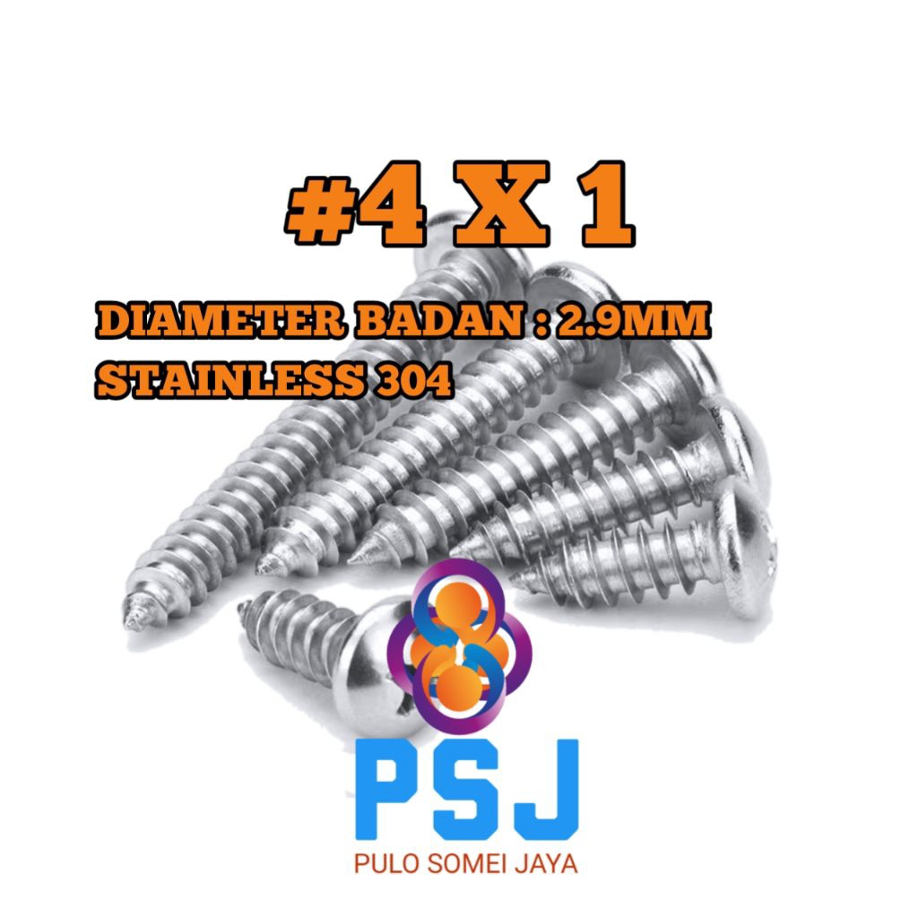 Sekrup Tapping Stainless 4 x 1 Tapping PH Stainless 304