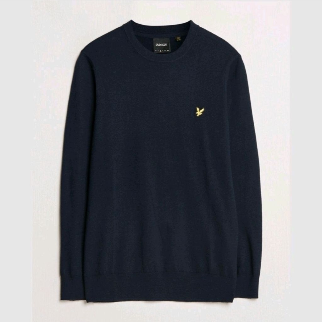 Lyle and Scott Merino Crew Neck Dark Navy Original