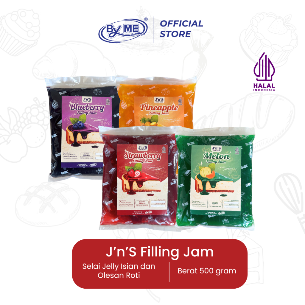 

J'n'S Selai Jelly Premium 500 Gram Rasa Strawberry Blueberry Nanas Melon - Filling Jam Isian Olesan Roti Bolu Gulung