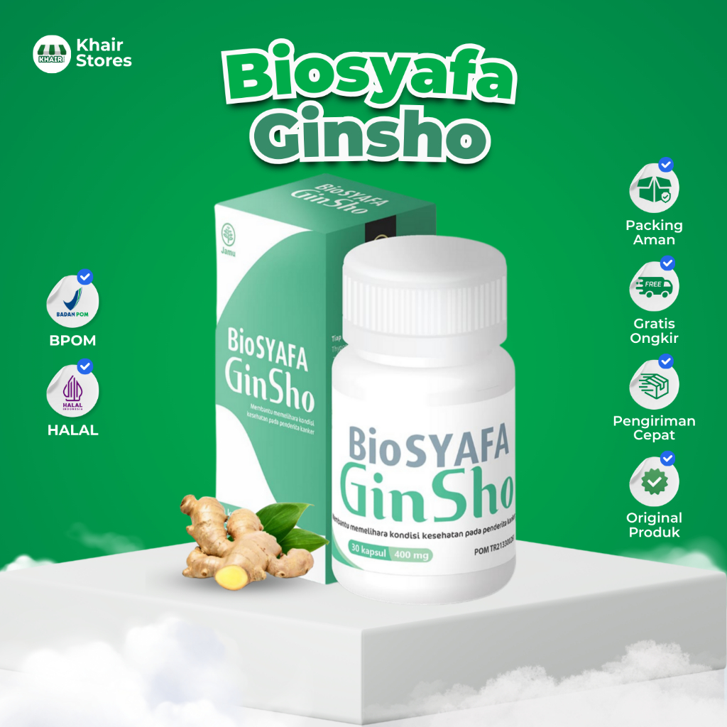 Biosyafa Ginsho Probiotik untuk memelihara kesehatan penderita Kanker 30 kapsul | BPOM & HALAL