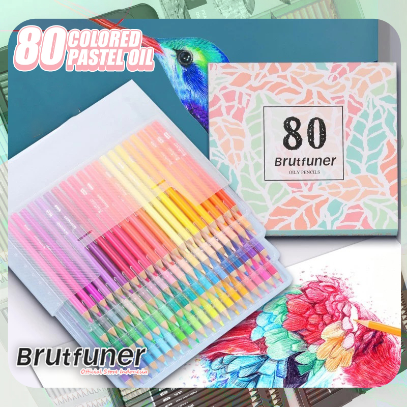 

Brutfuner Pensil Warna Original 80 Colors Pastel oil Colored Pencils