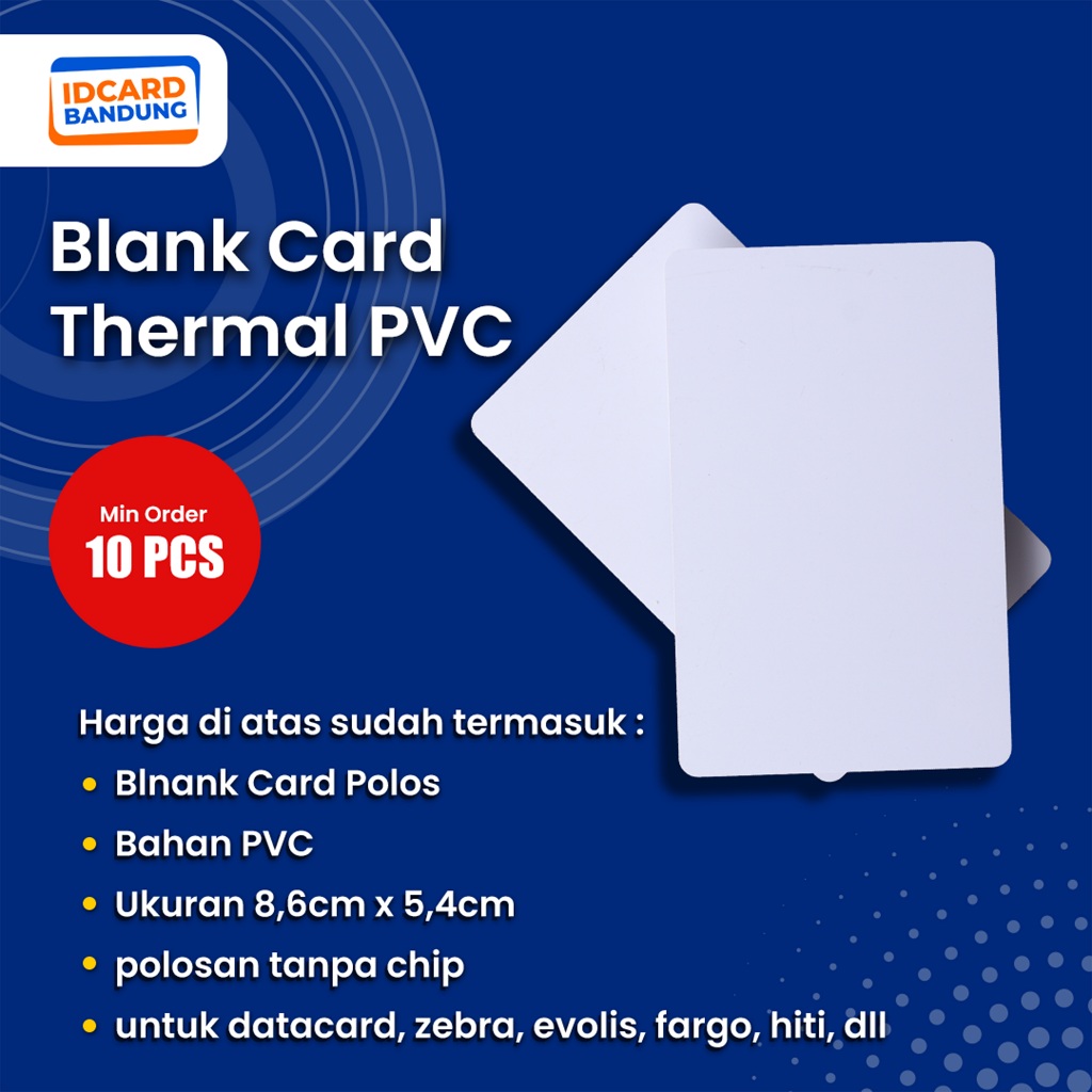 

Kartu Blank id Card Thermal PVC Card 0.8 mm Polos Standar ISO