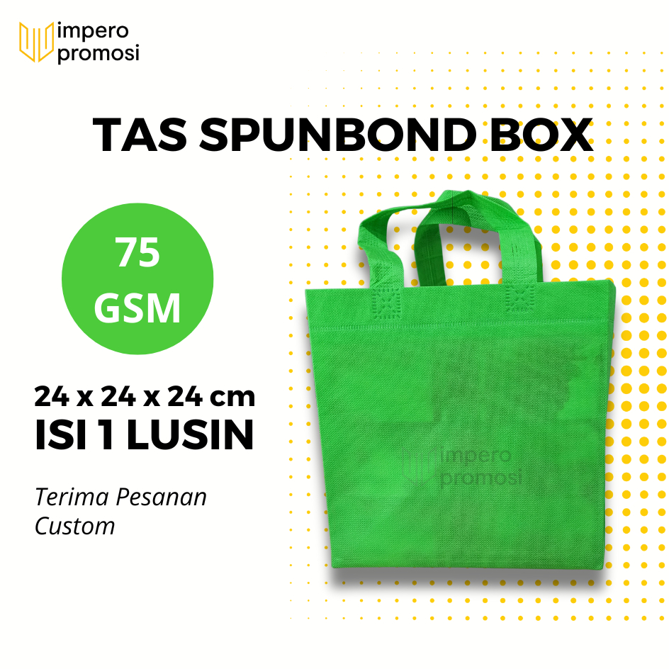 

Impero - GOODIE BAG SPUNBOND BOX 24x24x24/ Harga Satuan / Kantong Belanja Murah Warna Hijau Muda