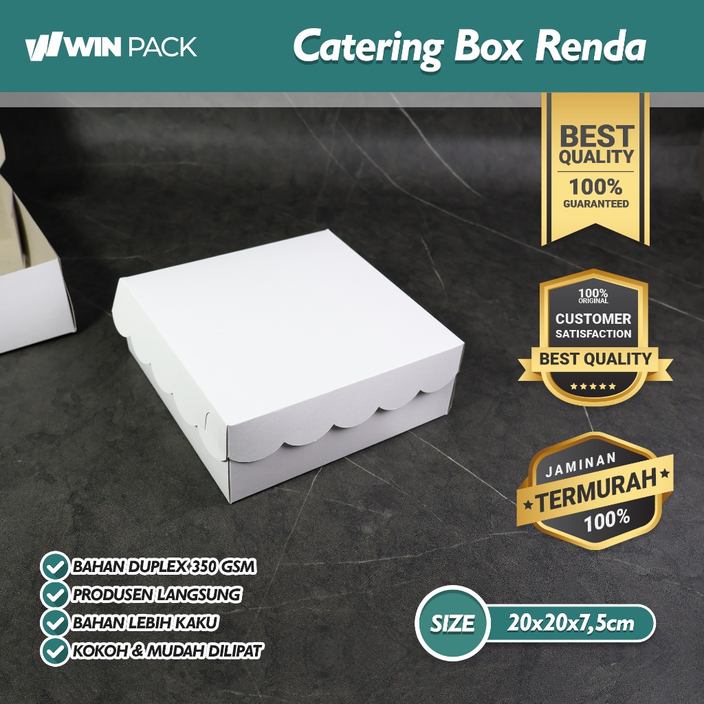 Isi 20 Pcs Box Nasi | Box Kotak Catering Ukuran 20x20 | 18x18 | Premium Putih Bersih