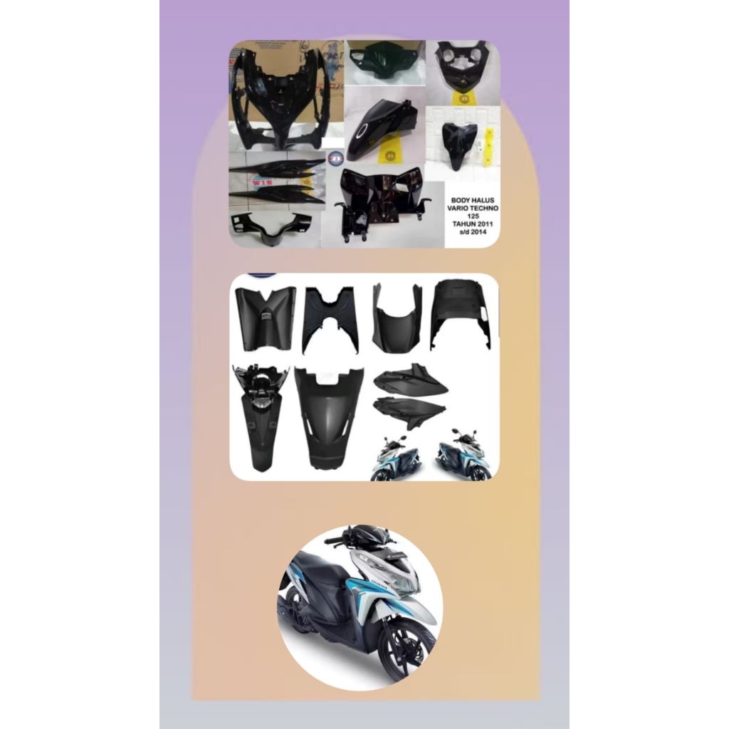 BODY KOMPLIT VARIO TECHNO 125 KZR BODY FULL SET HITAM