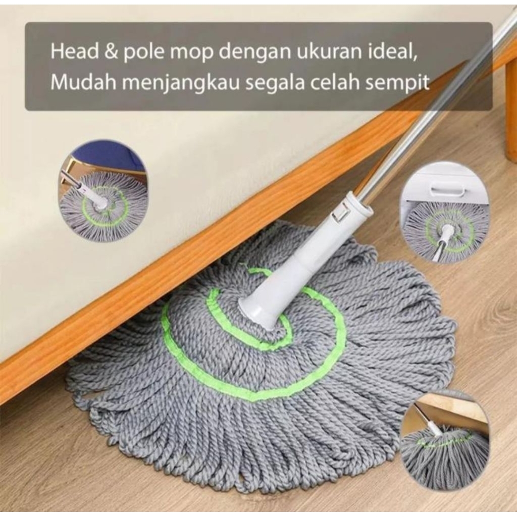 A1 Alat Pel Lantai Putar Otomatis Twist Mop Magic Pel Lantai Besar