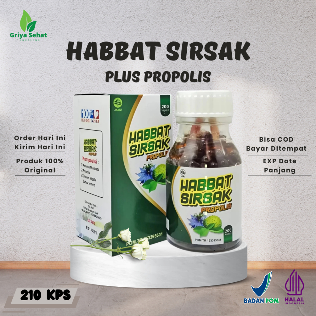 Habbat Sirsak Propolis Obat Herbal Tumor Kanker Isi 200 Kapsul Original