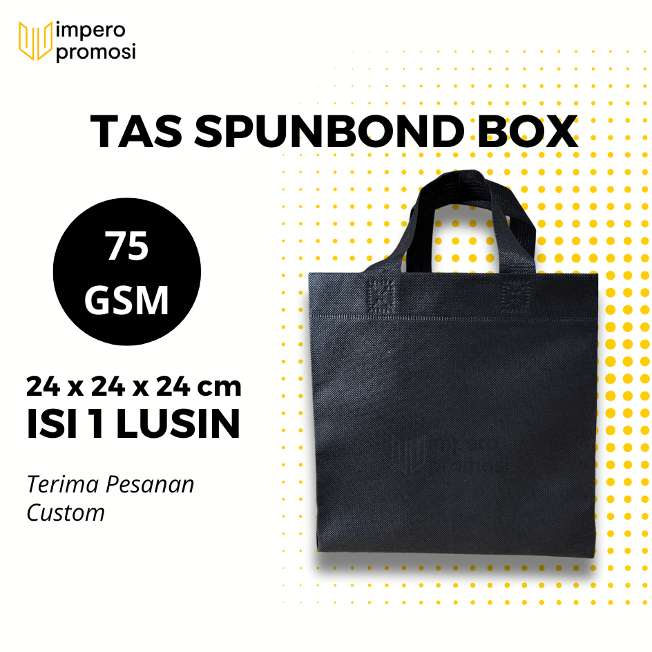 

Impero - GOODIE BAG SPUNBOND BOX 24x24x24/ Harga Satuan / Kantong Belanja Murah Warna Hitam