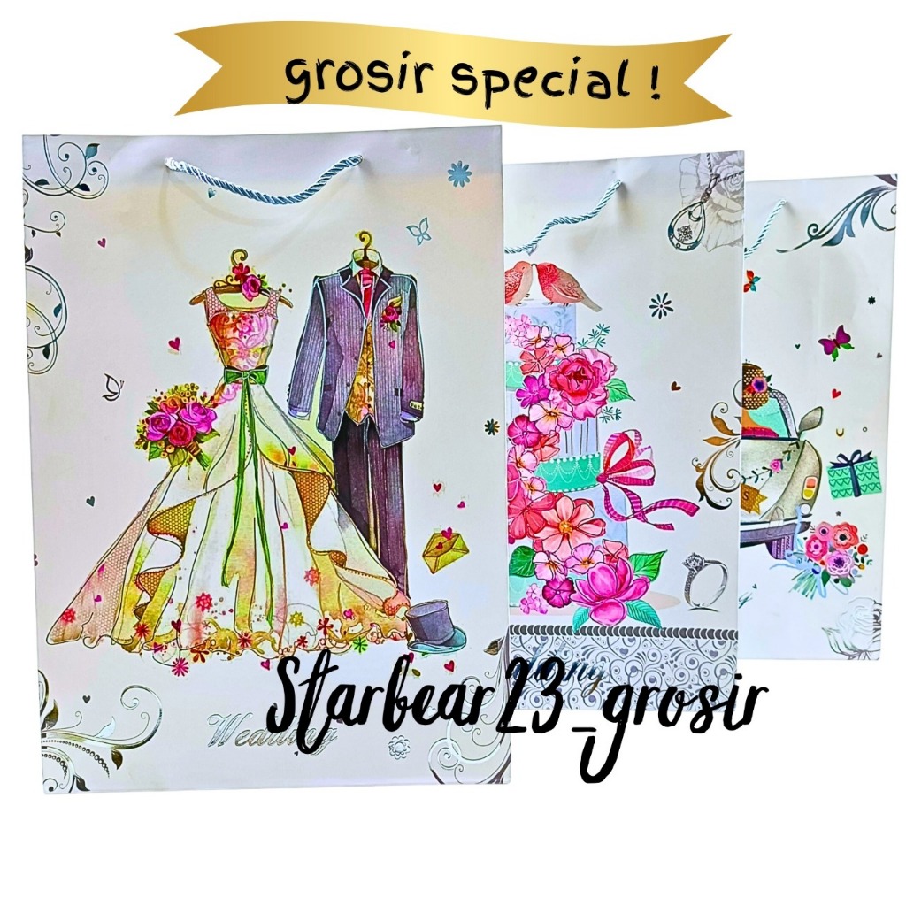 

PAPERBAG/TAS KADO/BUNGKUS KADO WEDDING PERNIKAHAN CLASSIC SIZE JUMBO (CIA 651)